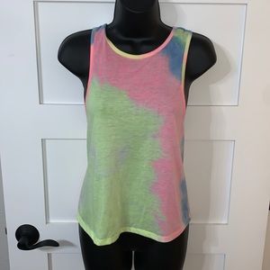 Boutique Tie Dye Slash Cut Out Back Tank Top Small